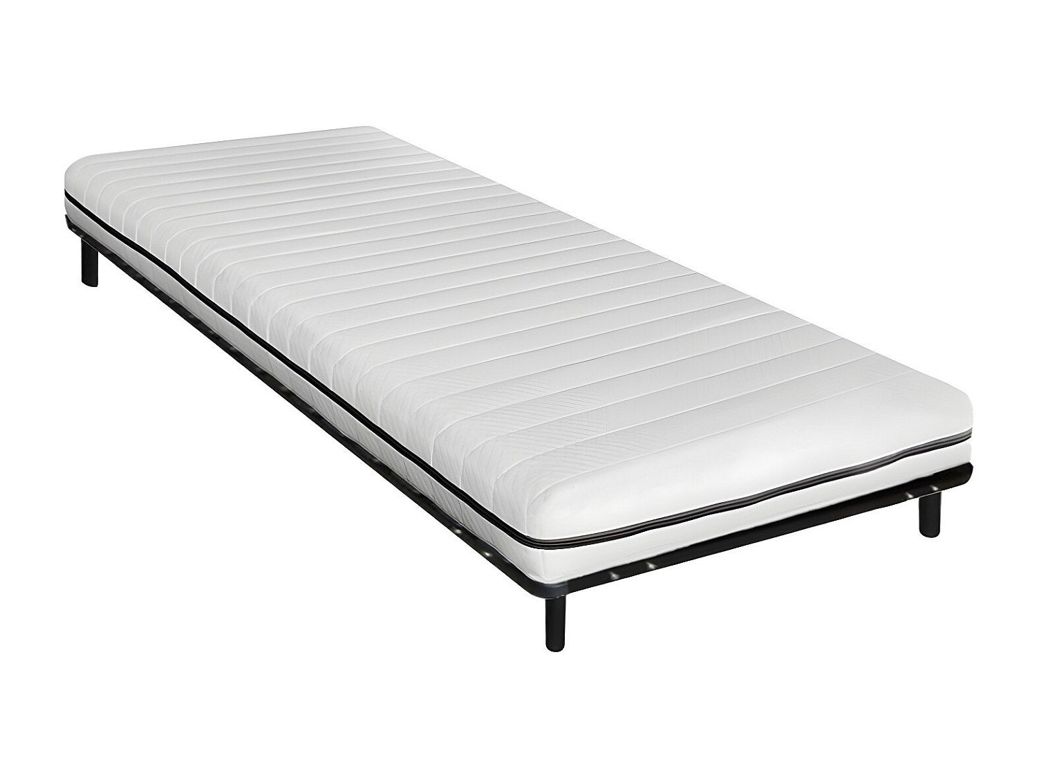 Zestaw stelaż listewkowy + materac 90 x 190 cm z pianki ze zdejmowanym pokrowcem gr. 10 cm - NASUS YSMÉE