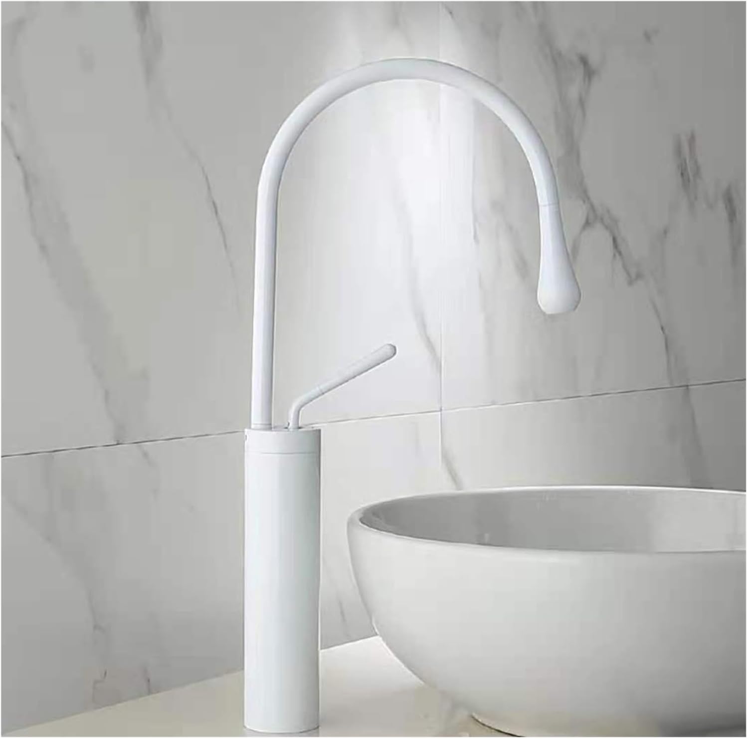 Biały kran zlewozmywakowy - Bateria mieszaczowa do wody ciepłej i zimnej, mosiężna, nowoczesny i elegancki design - Bateria kuchenna