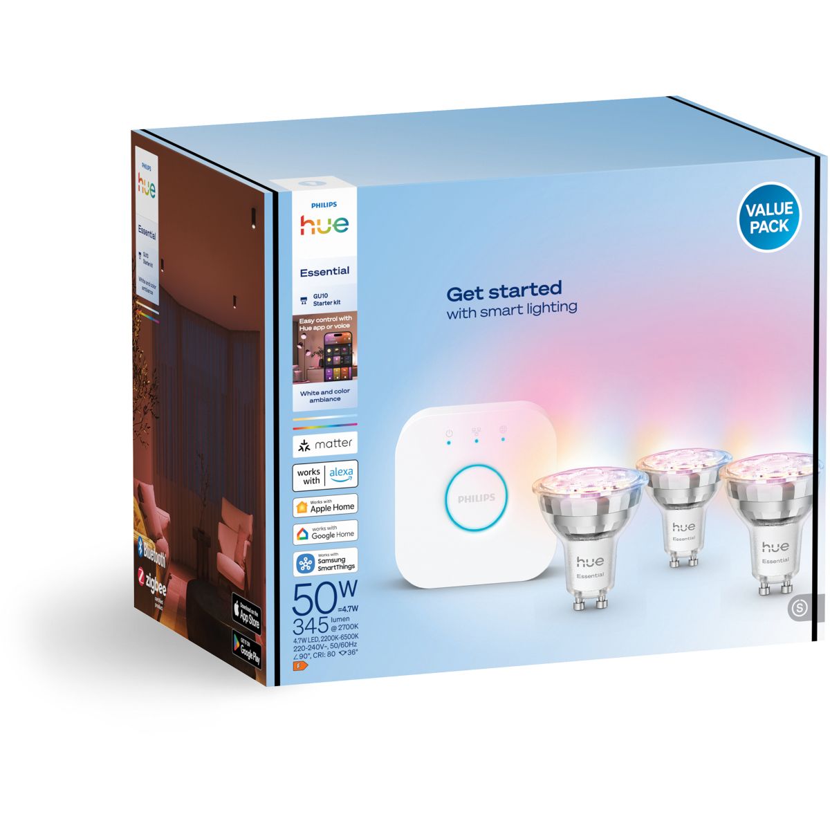 Żarówka inteligentna Philips Hue Essential Starter Kit 3 sztuki Bluetooth i Zigbee