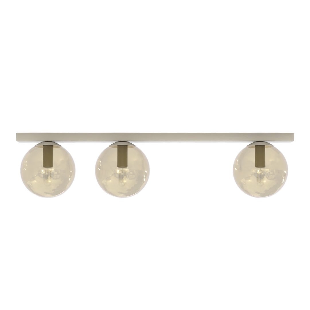 Lampa sufitowa minimalistyczna beżowo-bursztynowa szklane kule na listwie 3xE14 10W FIT Emibig
