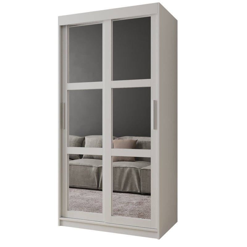 Szafa przesuwna garderoba MIROR 100 x 62 x 200 cm Biały - Abiks Meble