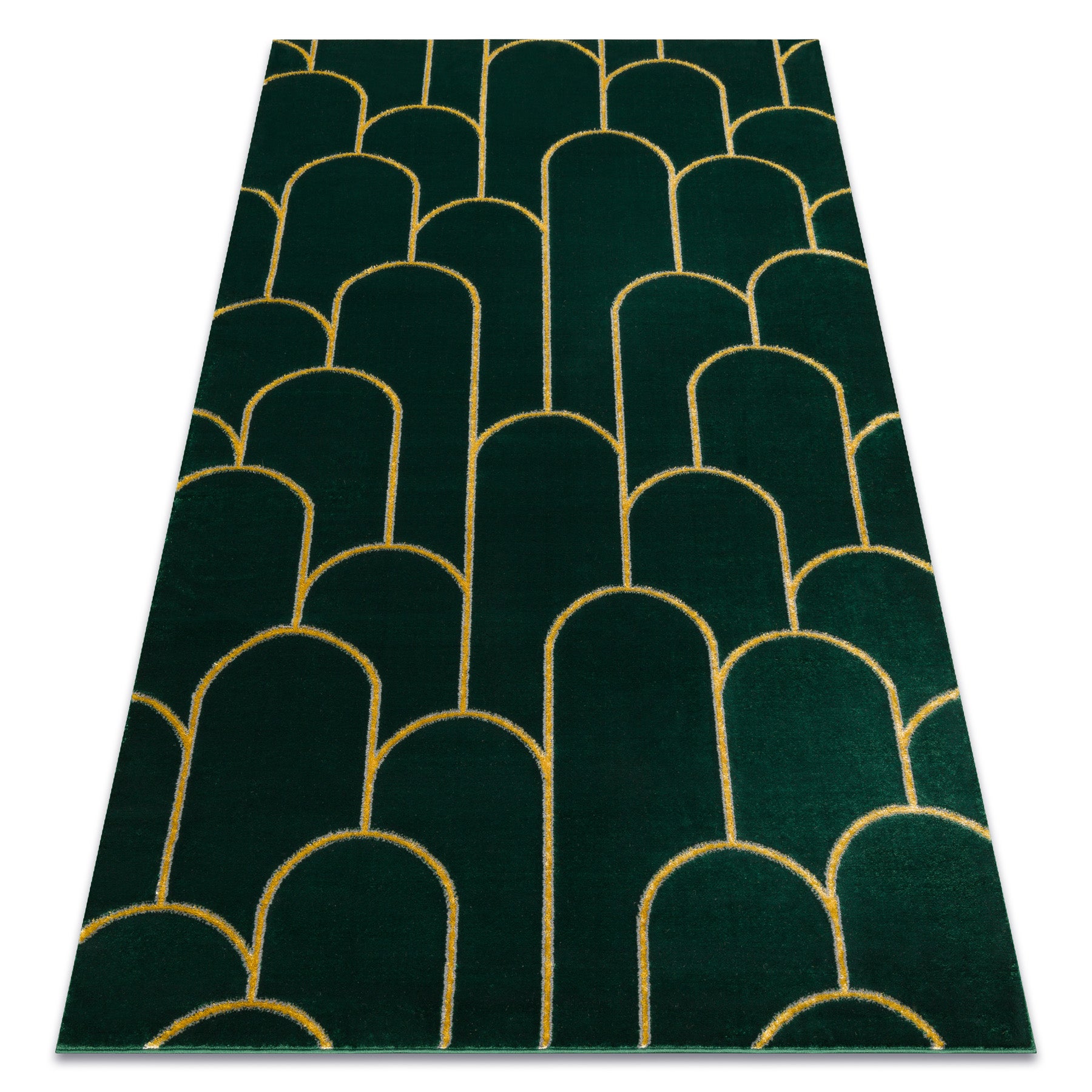 Dywan EMERALD ekskluzywny 1021 glamour, stylowy art deco butelkowa zieleń / złoty 140x190 cm