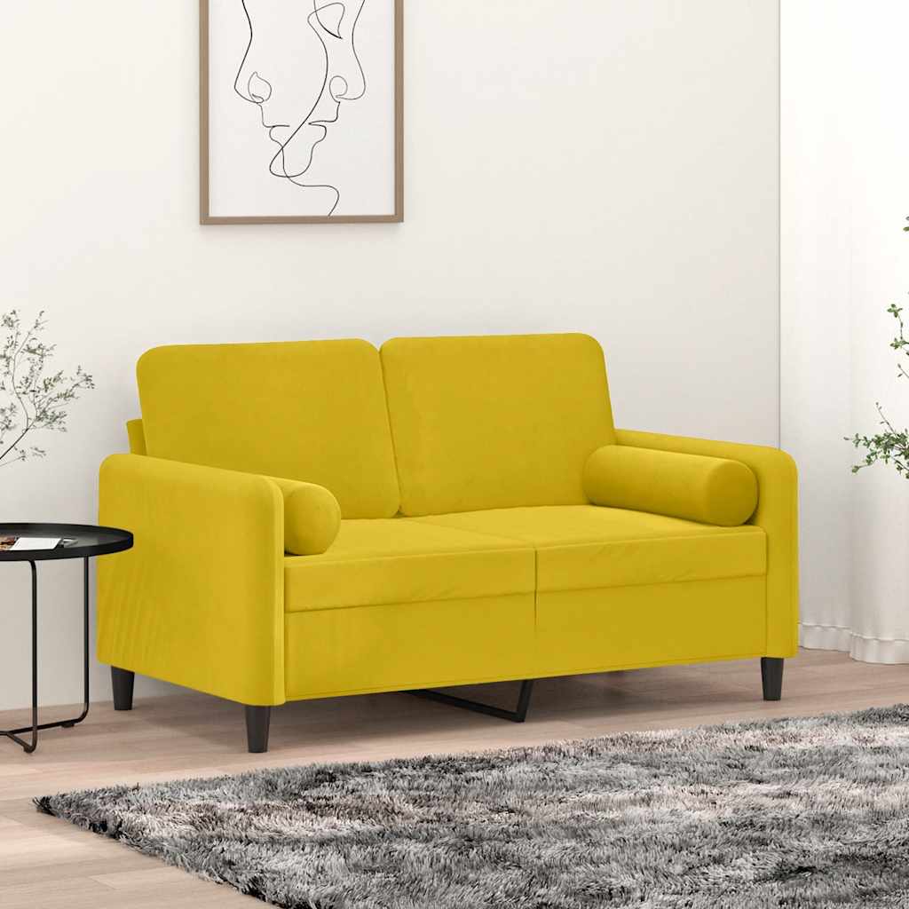 Poduszki ozdobne, 2 szt., żółty, Ø15x50 cm, aksamit vidaXL