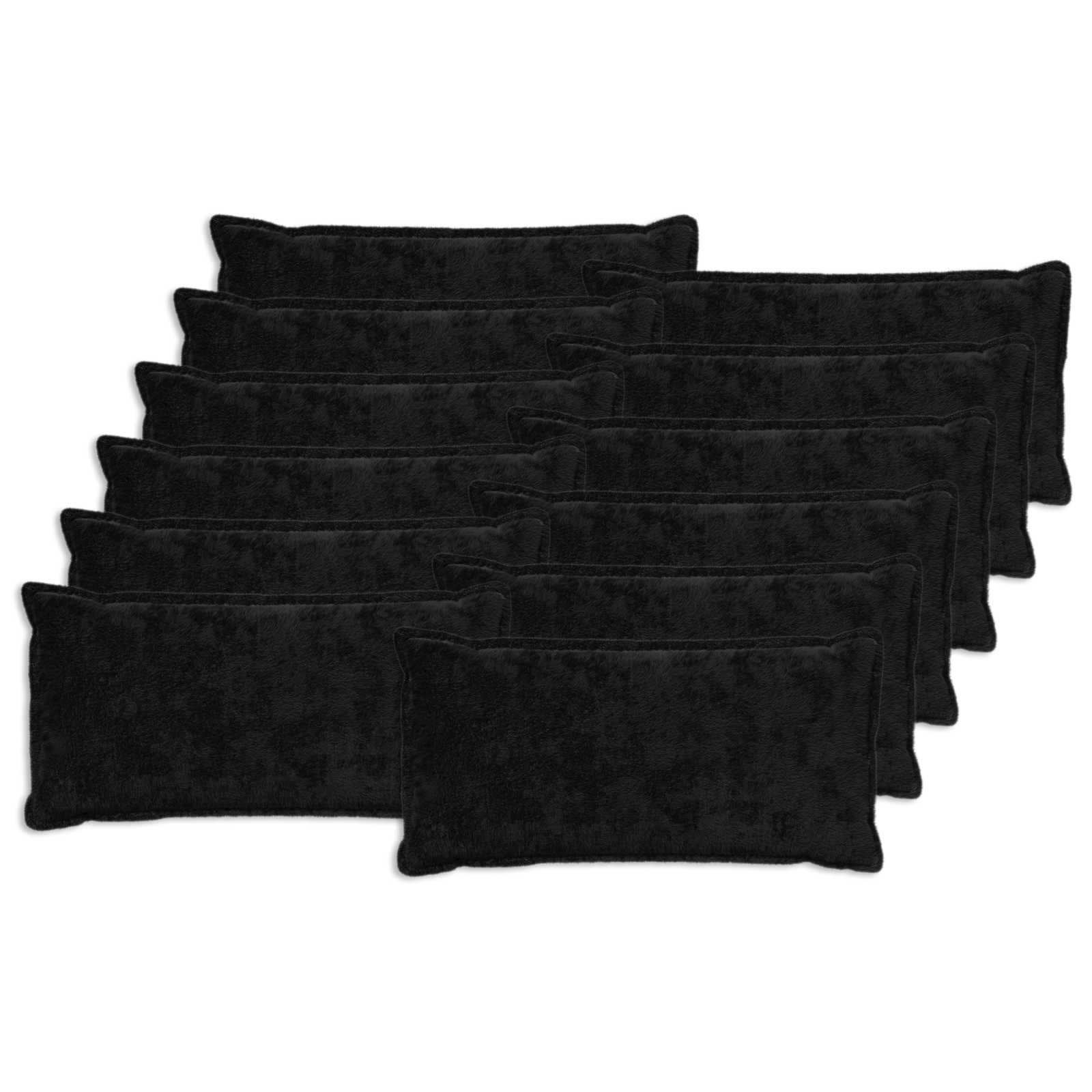 12x Poszewka Dekoracyjna na Poduszkę 40x80 cm ze Sztucznego Futra Czarna