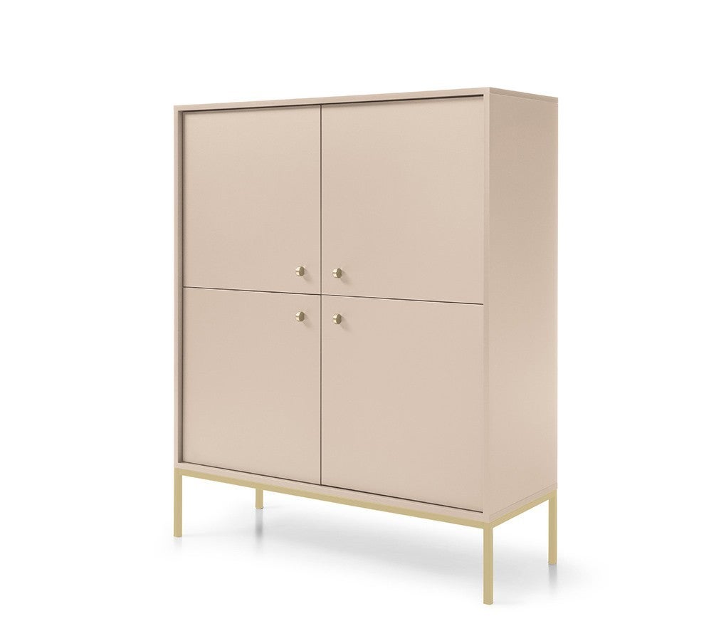Komoda czterodrzwiowa MOLLY 104 cm beżowa złoty stelaż nowoczesny design