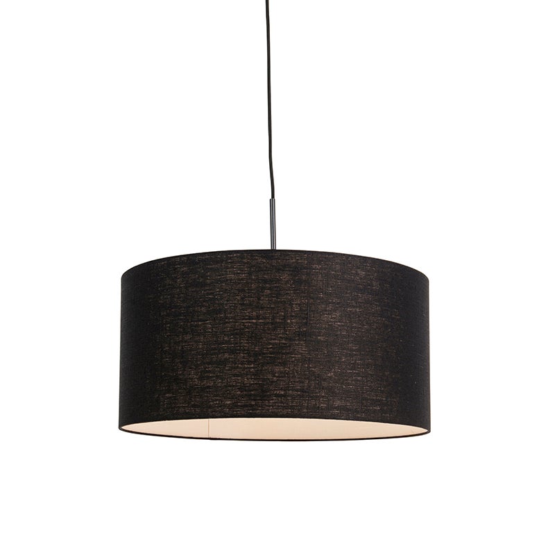 Qazqa nowoczesny lampa wisząca z kloszem (1 punkt) - Combi - czarny, okrągły, max. 60w, kompatybilny z żarówką LED, e27, 50cm