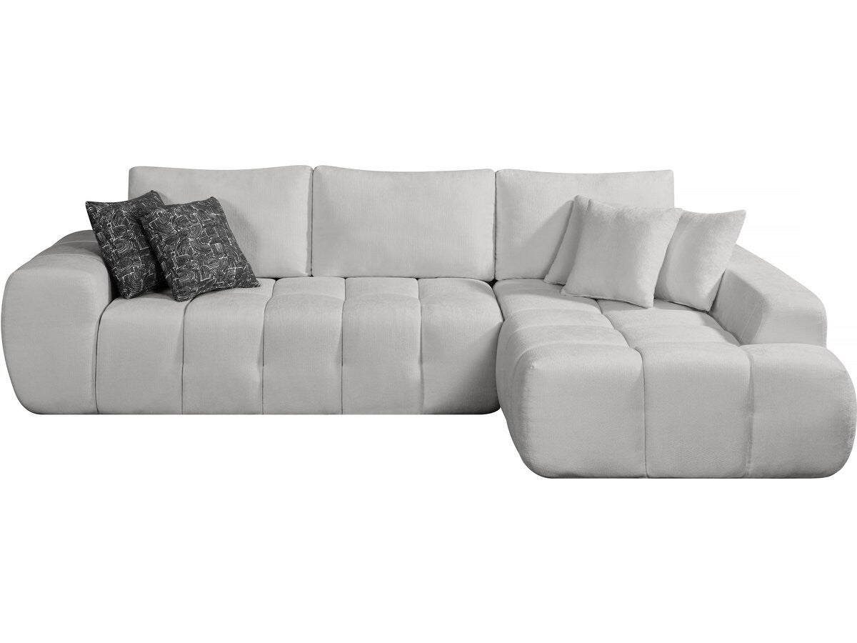 Narożna sofa z tkaniny w stylu "bubble" "Sidonie" – 4-osobowa – szara