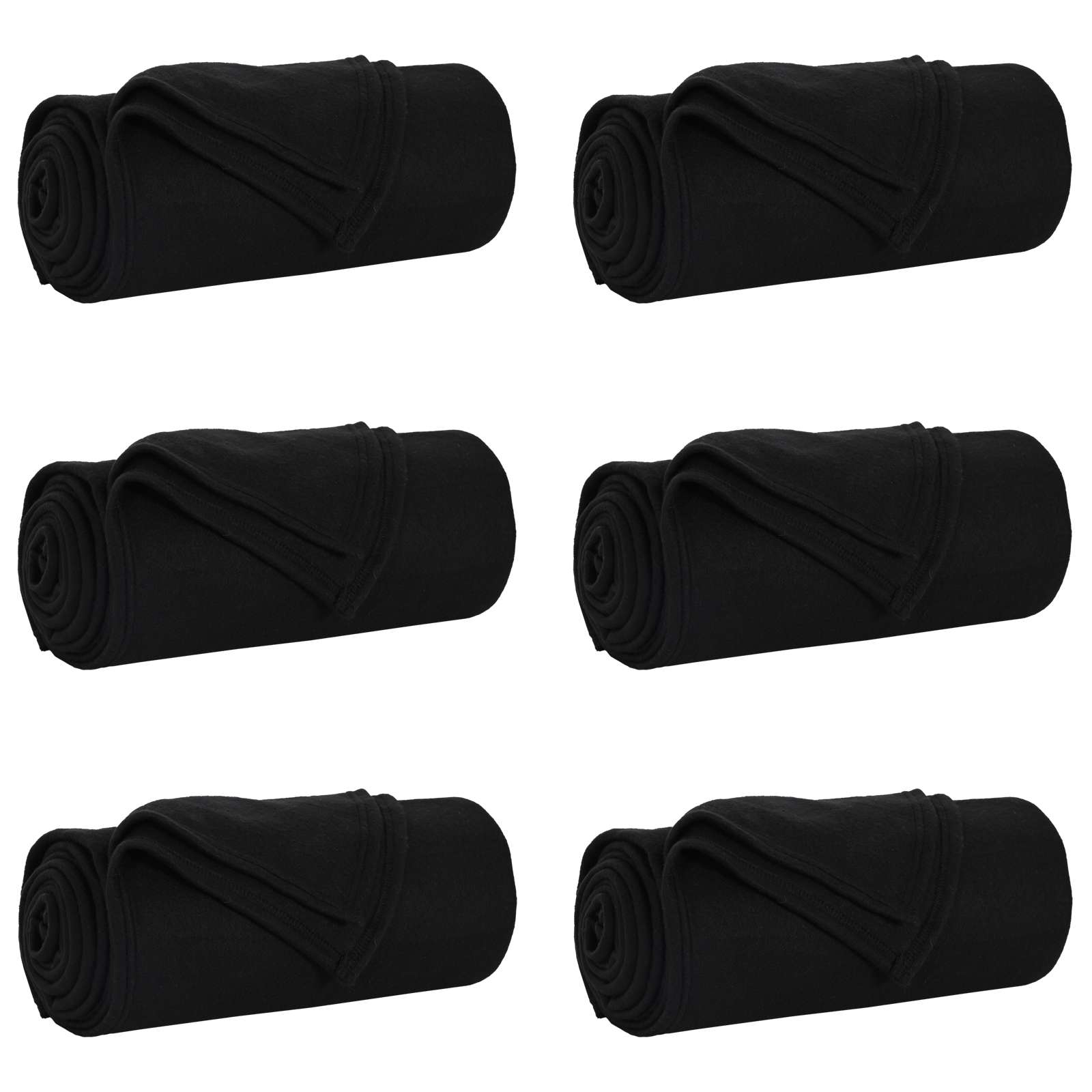 6x Koc Polarowy Narzuta na Łóżko 240x270 cm 140 g/m² Czarny