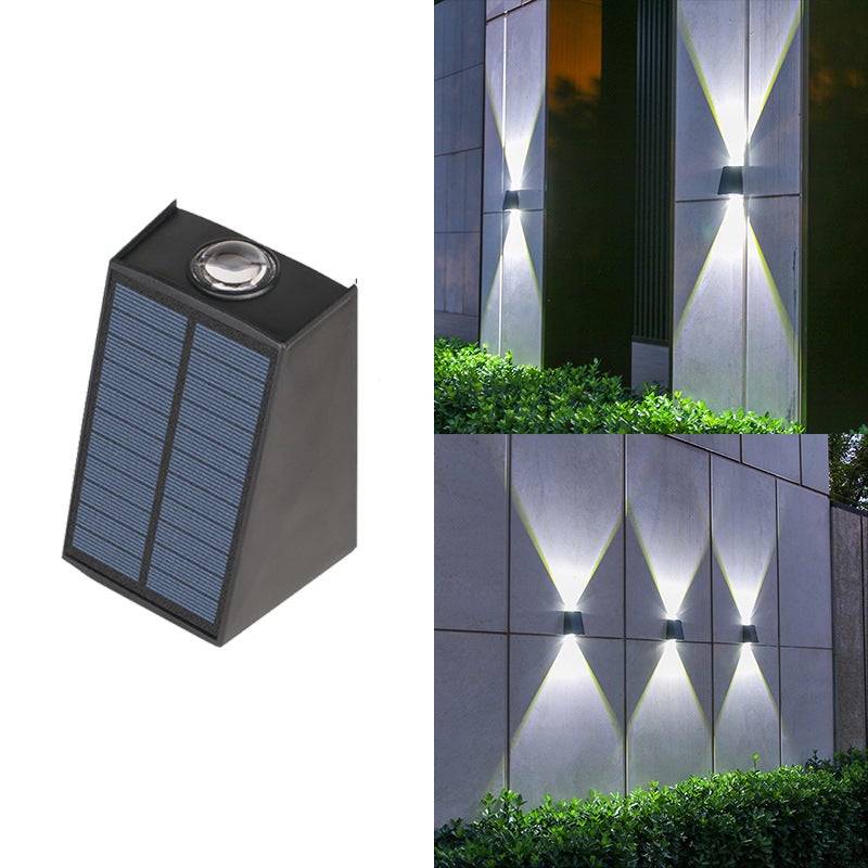 Nowoczesna lampa solarna naścienna - 2 LED z podwójną głowicą, białe światło do dekoracji zewnętrznych, ogród, ogrodzenie, alejka - Wodoodporność IP65