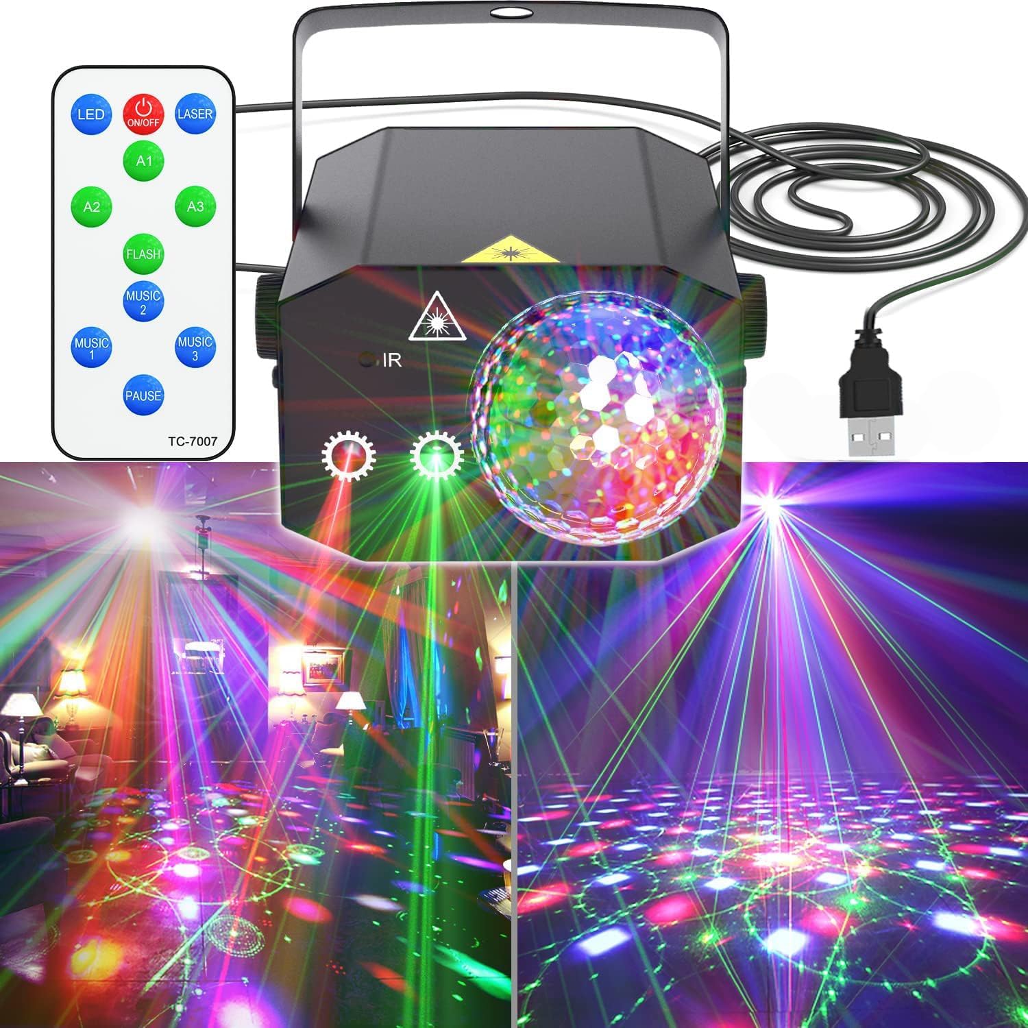 Światła Disco Kula Disco Oświetlenie Sceniczne Aktywowane Dźwiękiem Pilot Zdalnego Sterowania Zestawie Użytku Imprezach Festiwalach Barach Koncertach