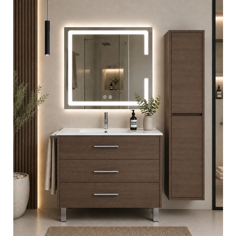 Szafka łazienkowa z umywalką ORIGENBATH RIBERA bez lustra 70x45 cm jesion tea z kolumną