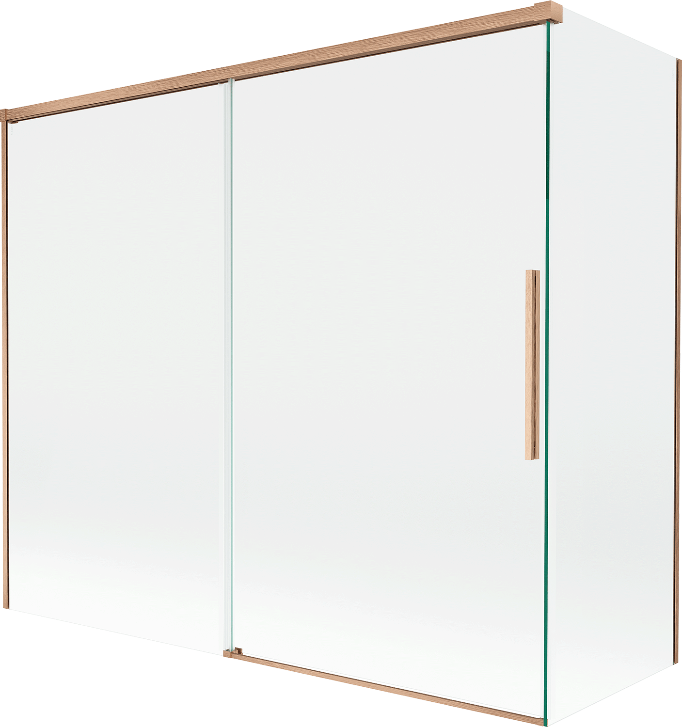Mexen Rox parawan nawannowy 2-skrzydłowy rozsuwany 180 + 80 x 150 cm, transparent, miedż szczotkowana - 8C9-180-080-65-00