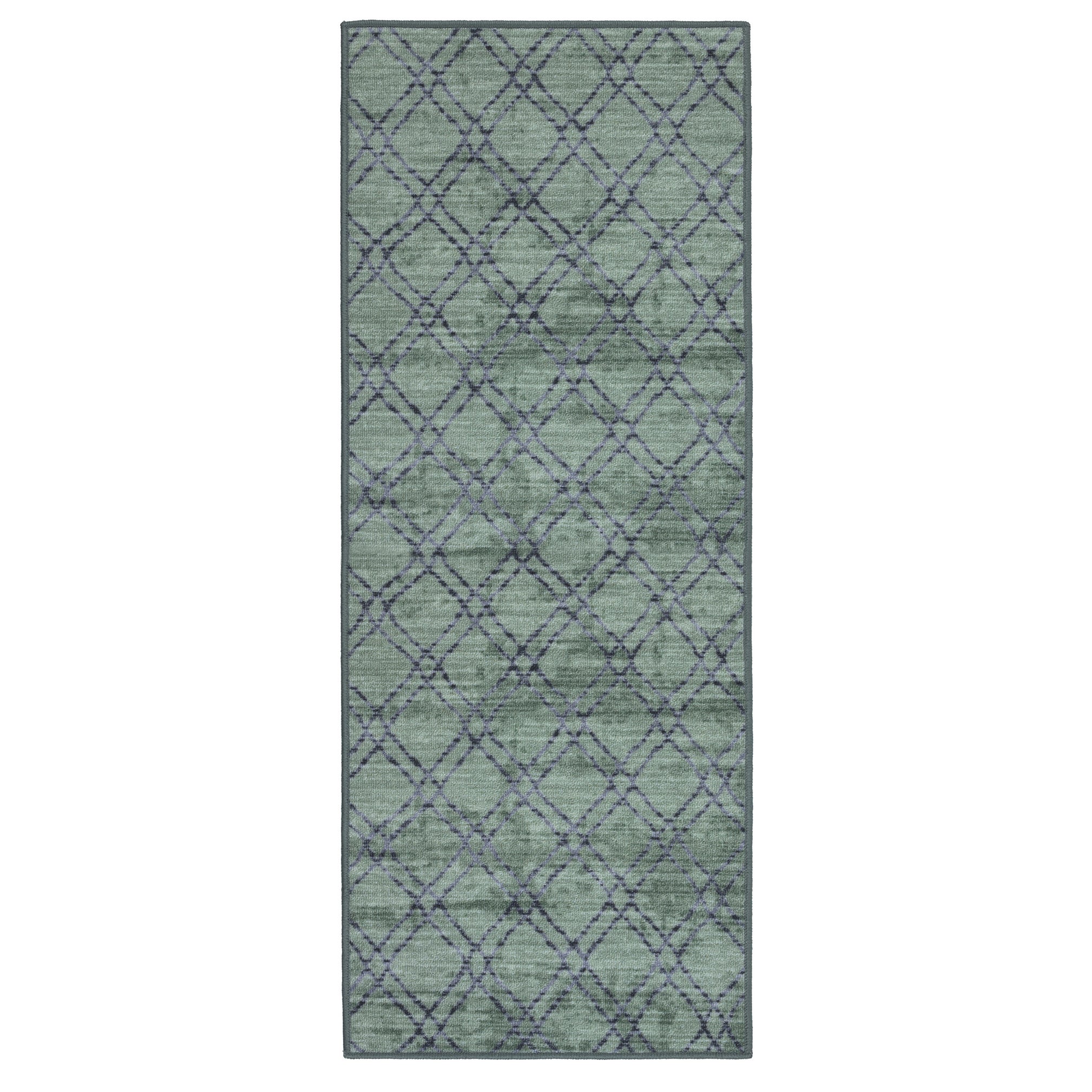 Dywan uniwersalny antypoślizgowy Vita 80x200 cm chodnik dywanowy do kuchni na korytarz do pokoju Romby zielony