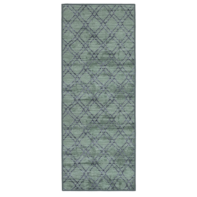Dywan uniwersalny antypoślizgowy Vita 80x200 cm chodnik dywanowy do kuchni na korytarz do pokoju Romby zielony