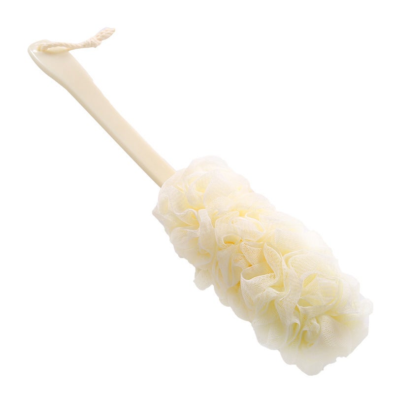 Szczotka do kąpieli z długą rączką, gąbka do kąpieli, szczotka do masażu kąpielowego, kula do kąpieli (1 sztuka, biała)