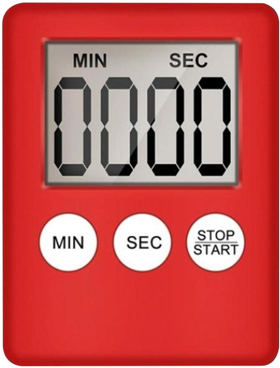 (Czerwony) Timer kuchenny, cyfrowy timer kuchenny, cyfrowy timer, minutnik kuchenny, magnetyczny timer ze stoperem, timer LED z odliczaniem do gotow
