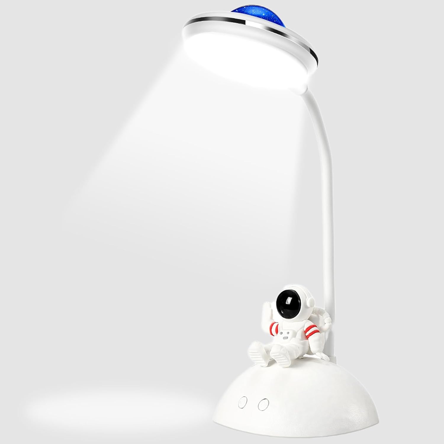Lampka biurkowa dla dzieci - Astronauta - LED - Z uchwytem na telefon komórkowy i projekcją - Regulowany poziom jasności - Akumulatorowa - Ochrona ocz