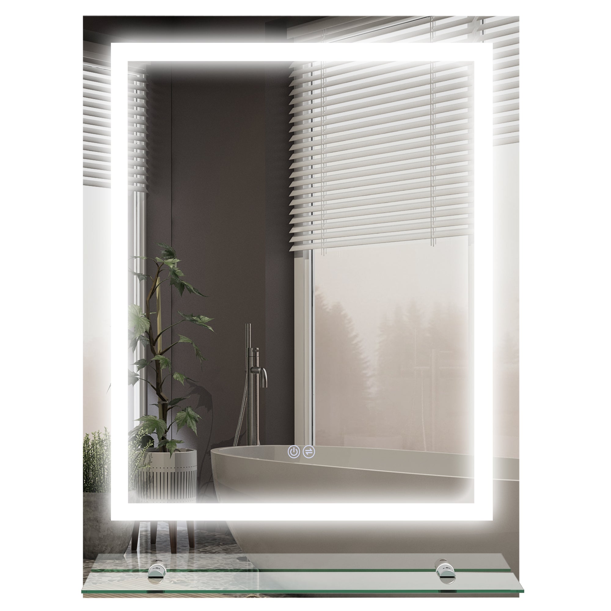 Lustro łazienkowe z oświetleniem LED, 3 kolory światła, funkcja przeciwmgielna, przewodowe, 70 x 50 cm