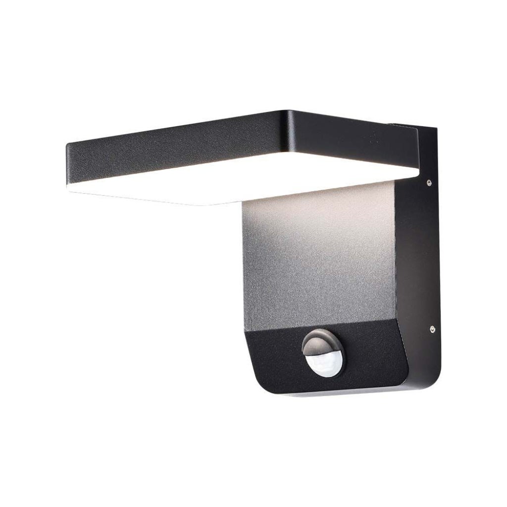 Kwadratowa lampa ścienna LED 17 W 150 LM/W z czujnikiem, kolor czarny 3000 K, IP65