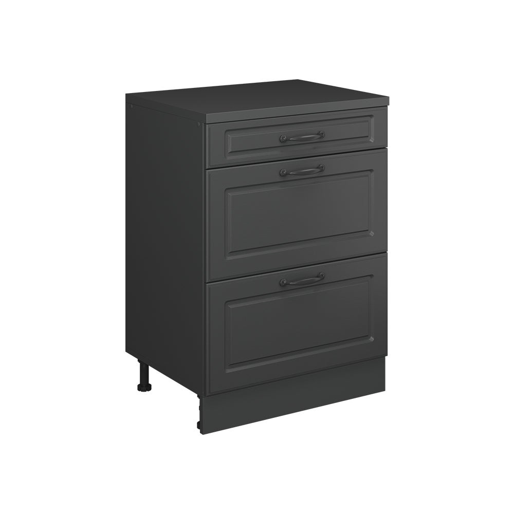 Vicco Komoda rozszerzająca Rion, Antracyt wiejski/Antracyt, 60 x 46 cm bez skosu z 3 szufladami