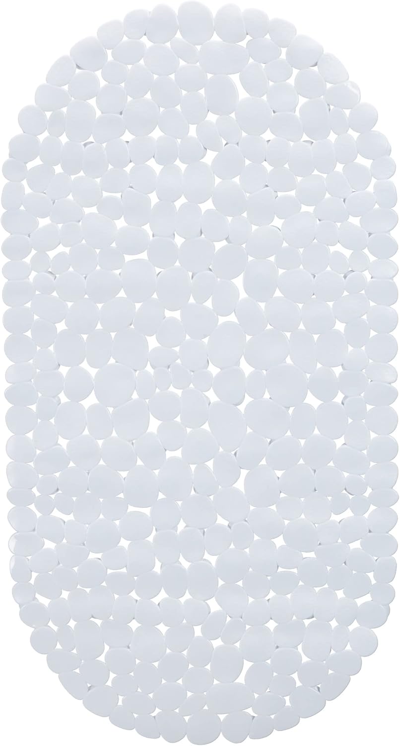 Antypoślizgowa mata łazienkowa, kamienna, z przyssawkami, nadaje się do prania, dł. x szer.: 36 x 68 cm, biała