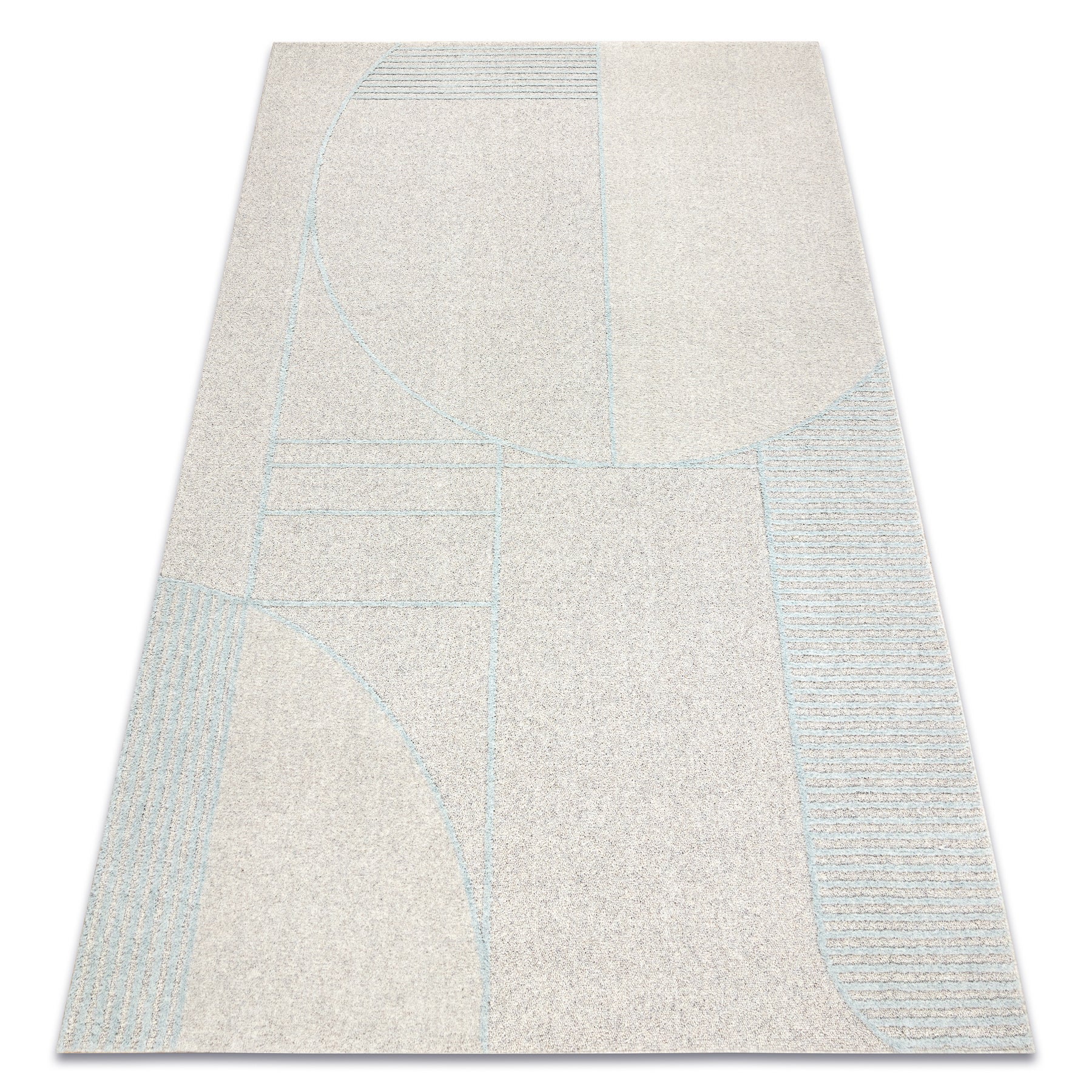 Dywan FLUX 461.14.AE120 wełniany OSTA - Geometryczny, strukturalny, loftowy szary / niebieski 160x230 cm