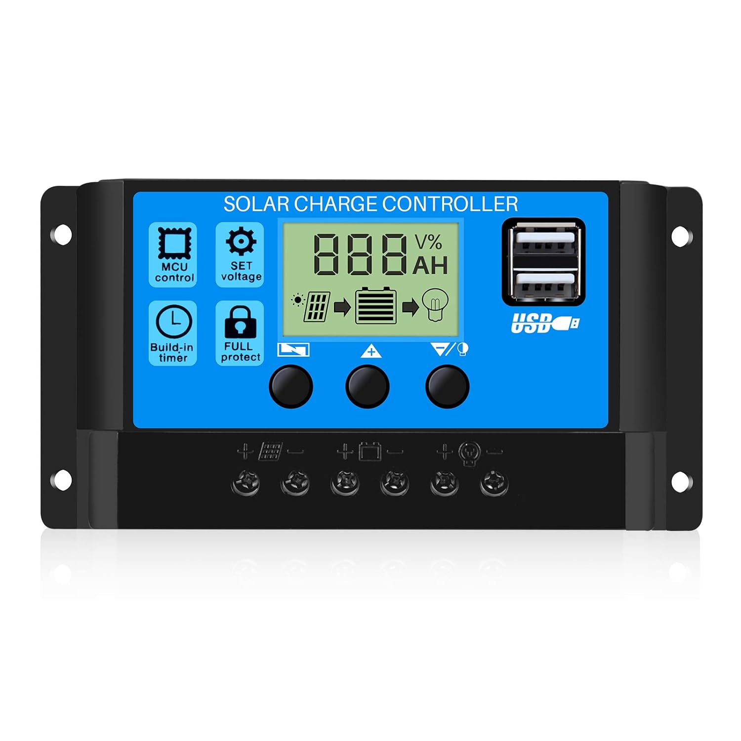 30A 12V/24V Inteligentny regulator ładowania akumulatorów PWM z panelem słonecznym, portem USB 5V i wyświetlaczem LCD do akumulatorów kwasowo-ołowiowy