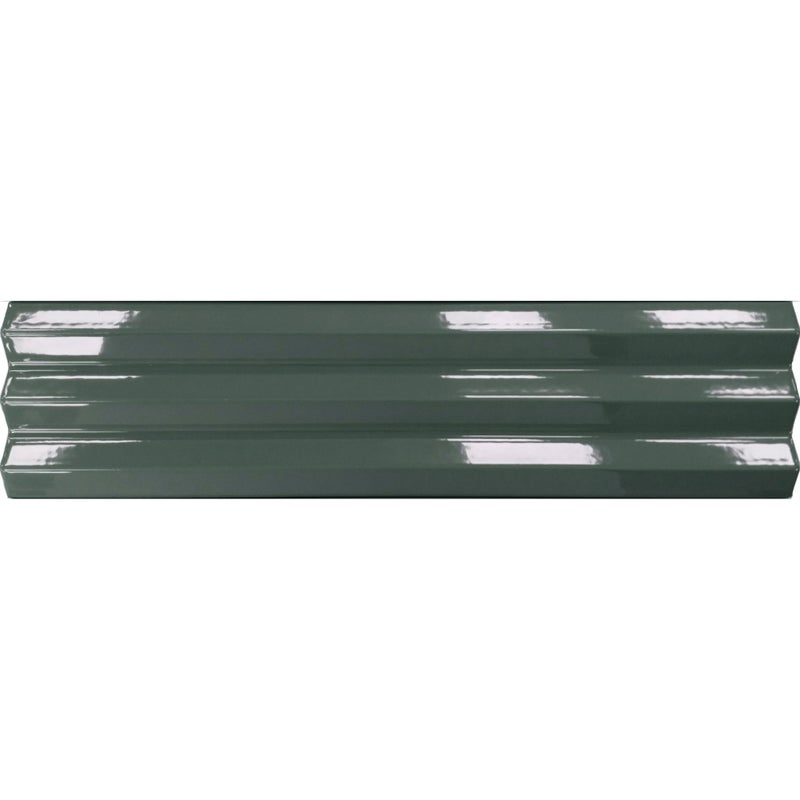 Błyszcząca płytka ścienna z reliefem, niebieska, Acanto 10x40 cm V-Ribbed Baltic Blue