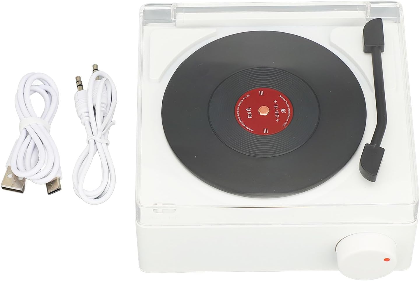 Radiobudzik z gramofonem, głośnikiem Bluetooth 5.0, ulepszonym dźwiękiem, możliwością podłączenia kablem audio i wkładania karty pamięci (biały)