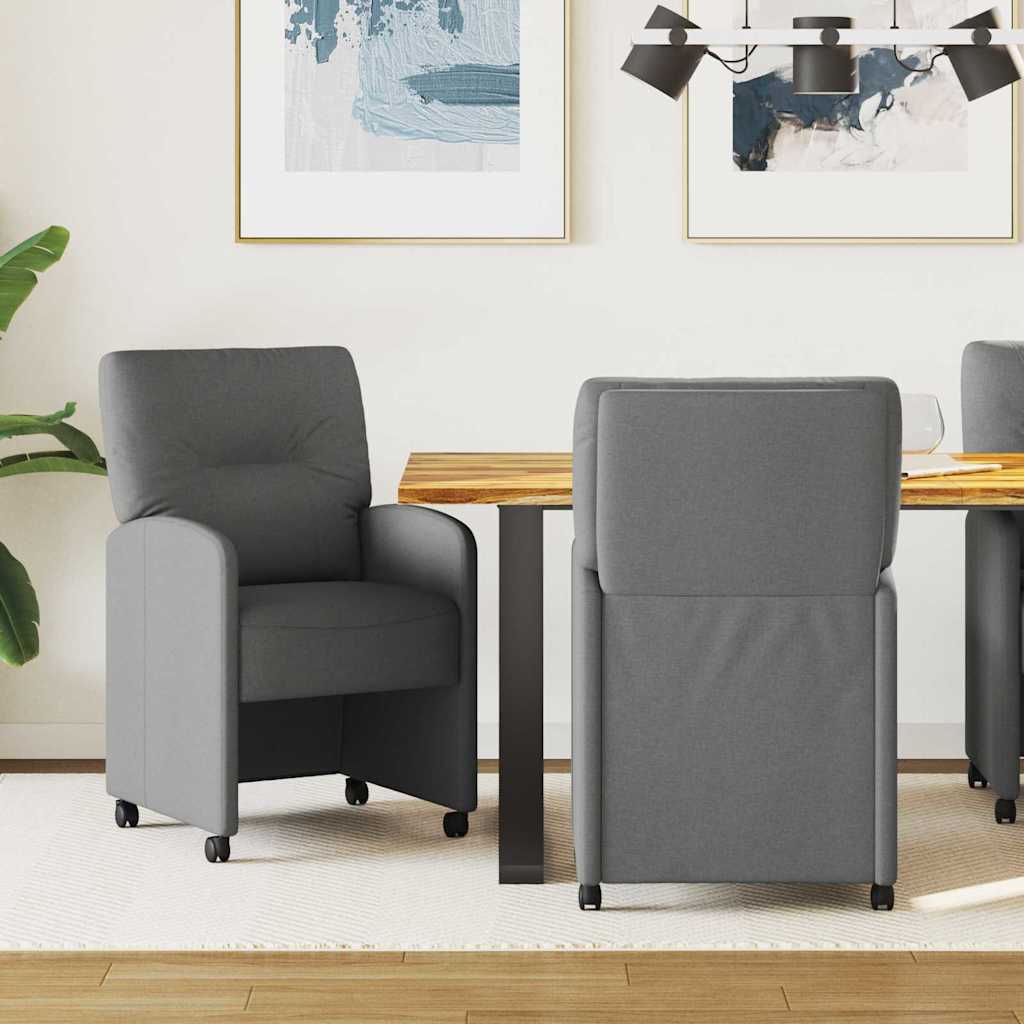 Krzesełka jadalne na kółkach 2 pcs ciemno szary 57 x 67 x 95 cm vidaXL