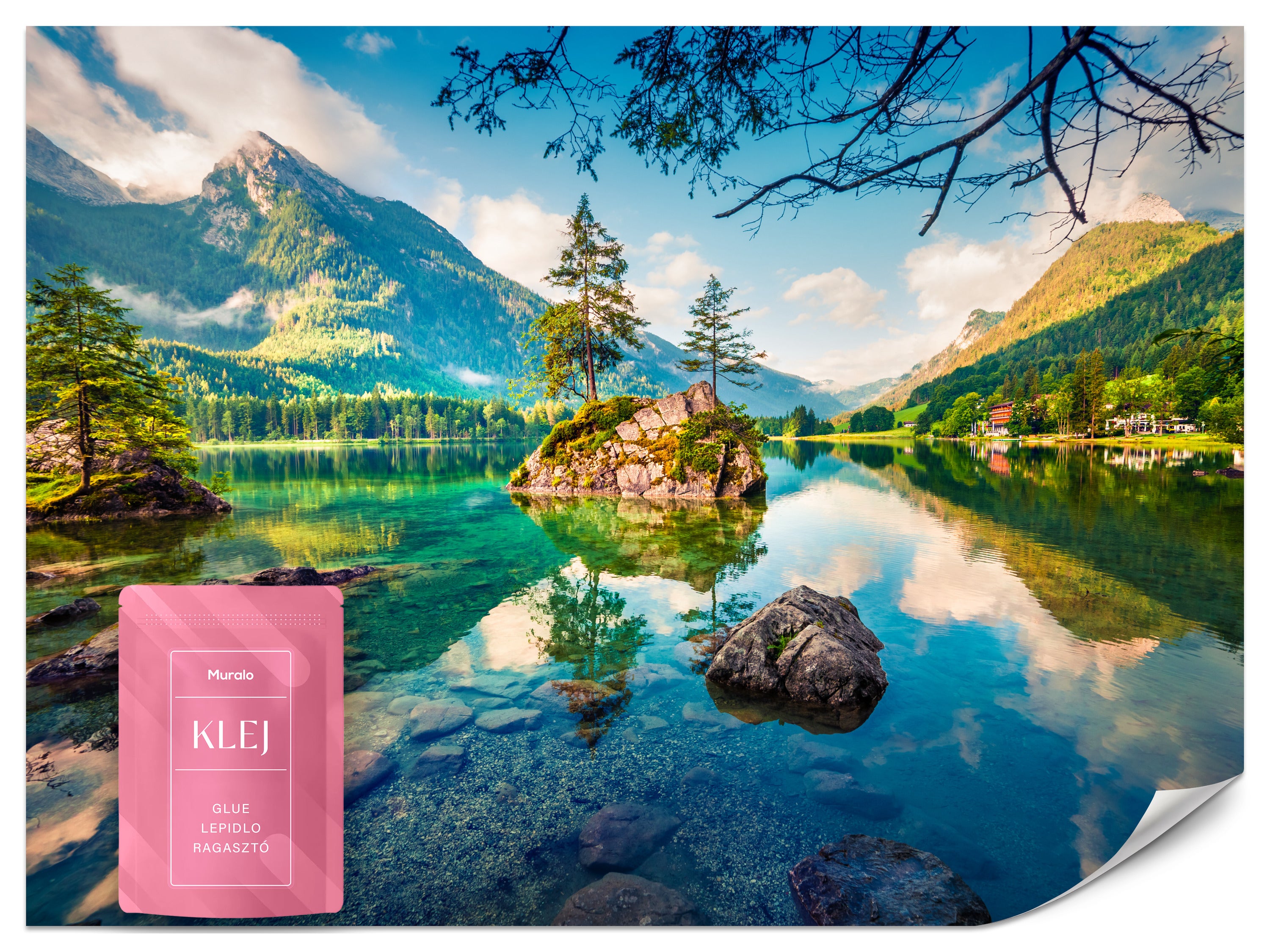 FOTOTAPETA DO SALONU JEZIORO HINTERSEE KRAJOBRAZ GÓRY LAS EFEKT 3D 500x350