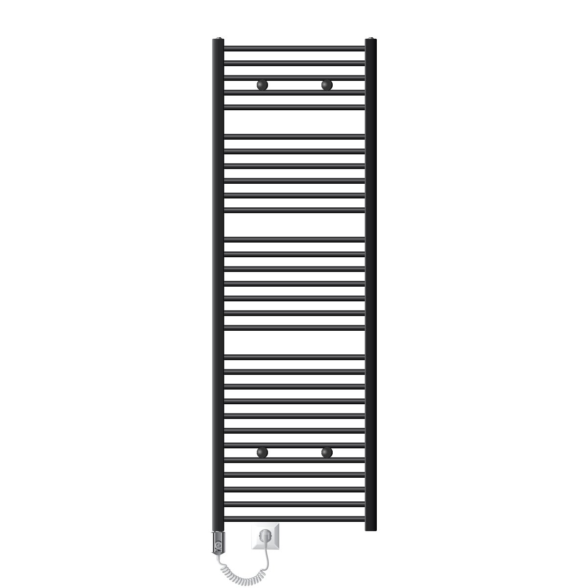 ECD Germany Grzejnik lazienkowy elektryczny z elementem grzejnym 900W - 600 x 1800 mm - antracyt - prosty z podlaczeniem bocznym - ogrzewanie