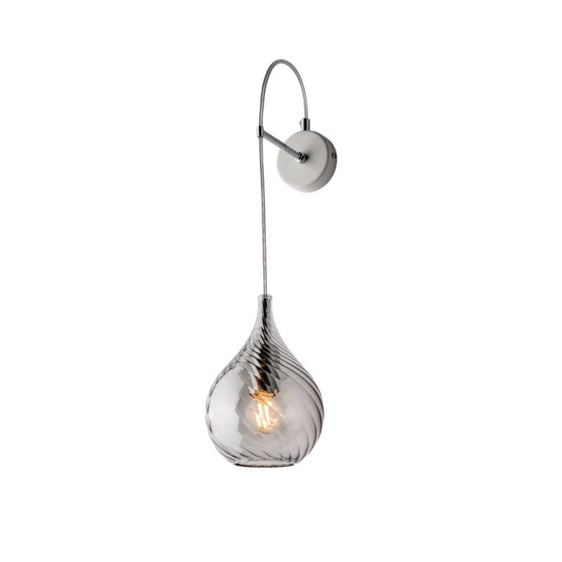Applique in ferro con vetro grigio pyrex 1 luce H.60 - L.14 - P.21