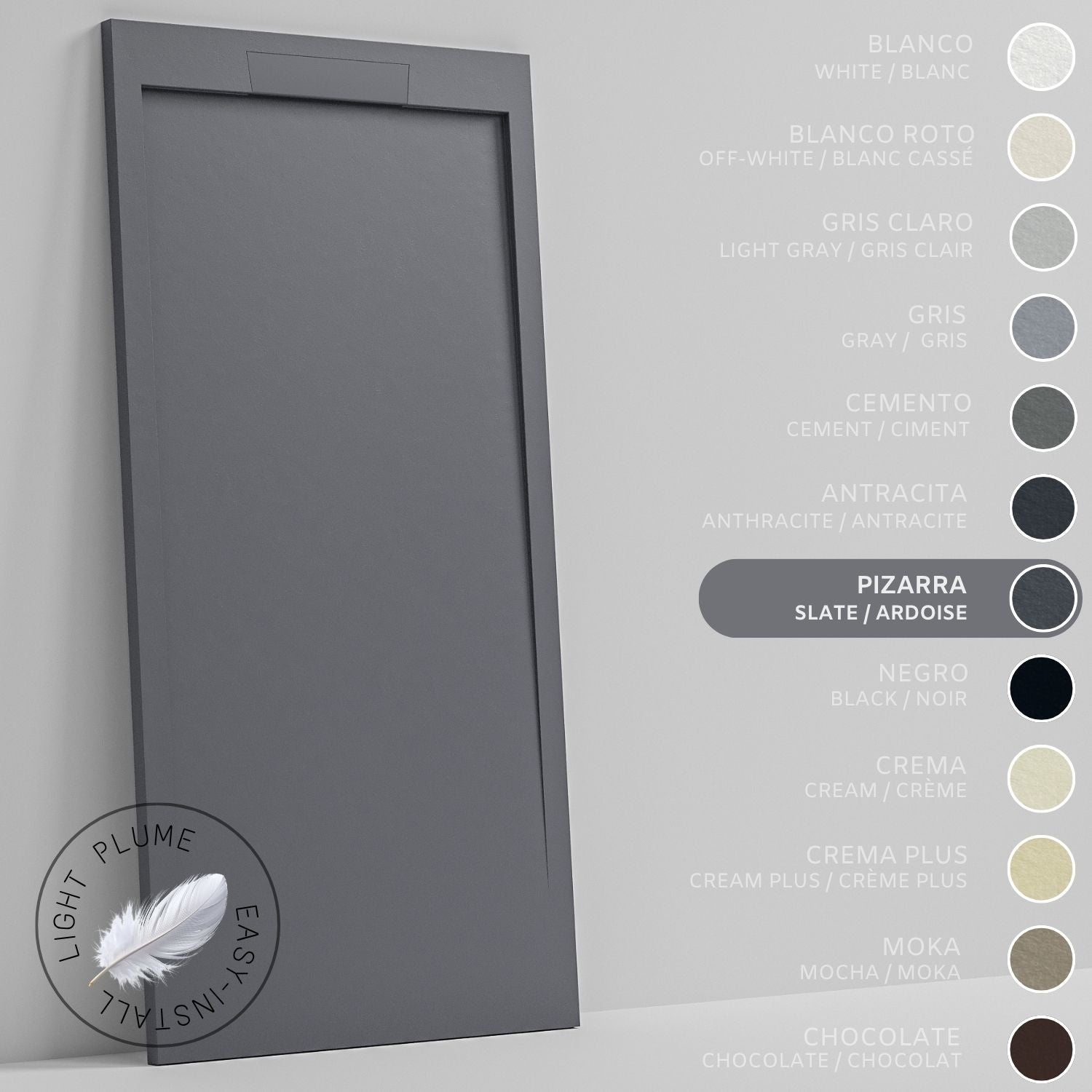 SOULHOME Lekki Brodzik z Żywicy tekstura Łupka – łupkowy- 180x80- Niski 3cm– Elegancki SAME