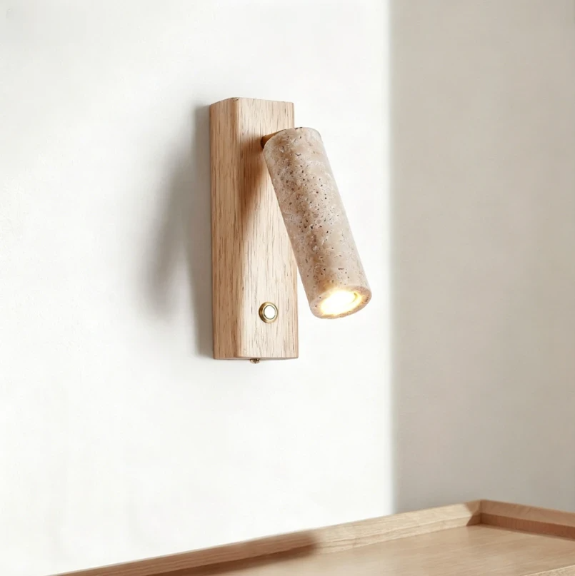 Kinkiet, lampa ścienna z kamienia, LED 3 W 220 V (ciepłe światło), kamień naturalny, lampka nocna, regulowany kąt nachylenia