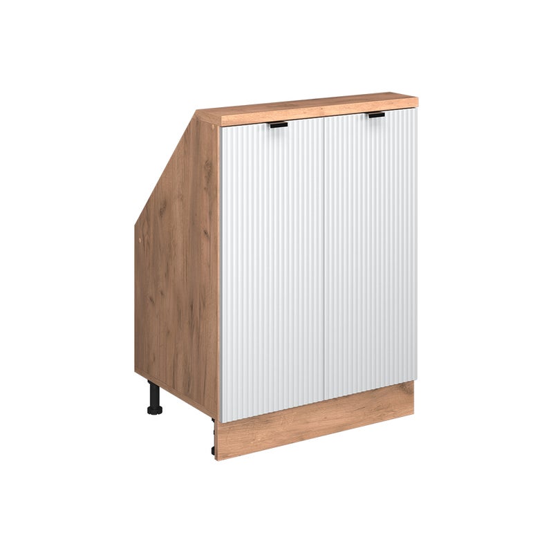 Vicco Szafa skosna Rion, Białe pofałdowanie, 60 x 81.6 cm z 2 drzwiami