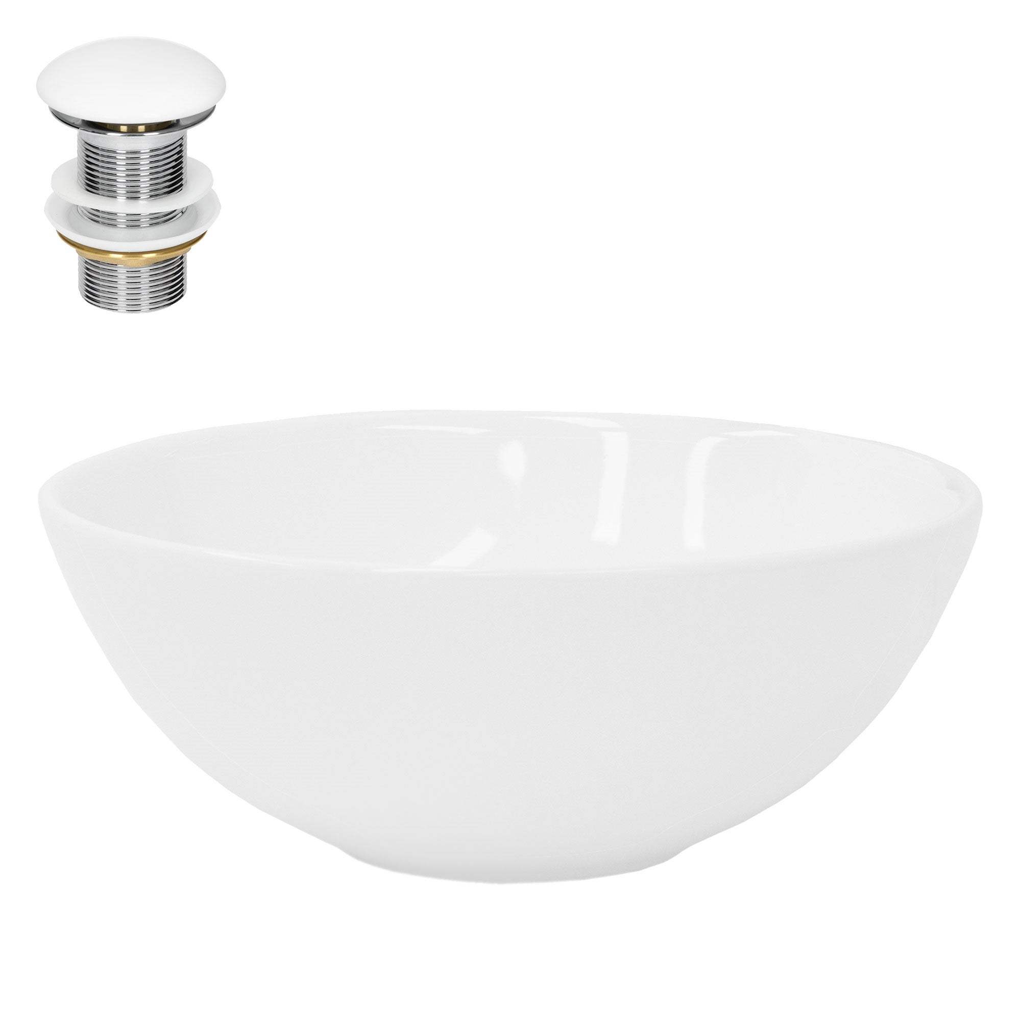 Umywalka ceramiczna z zestawem odplywowym Umywalka Ø 280 x 116 mm Biala