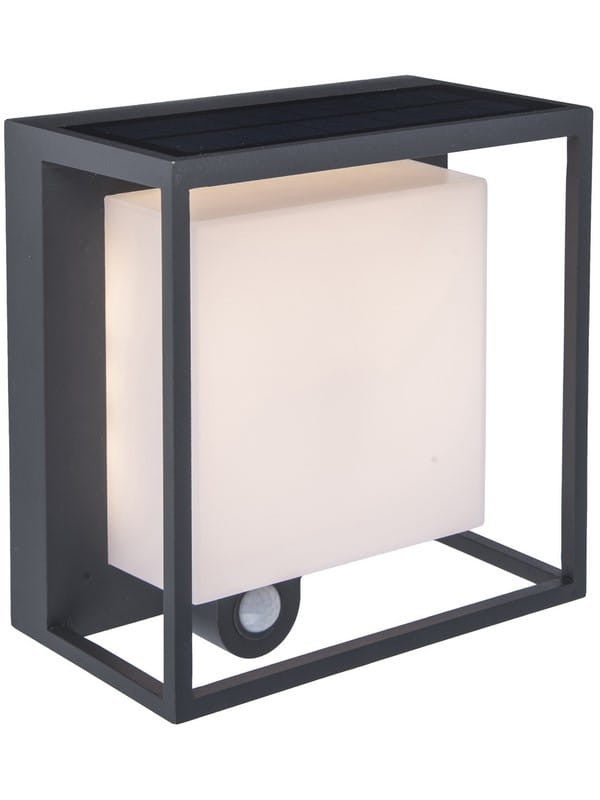 Kinkiet solarny z czujnikiem ruchu CURTIS LED 3W Ciepła biel 300lm antracytowo-biały wym:19x9,5x16,5cm IP54 Lutec