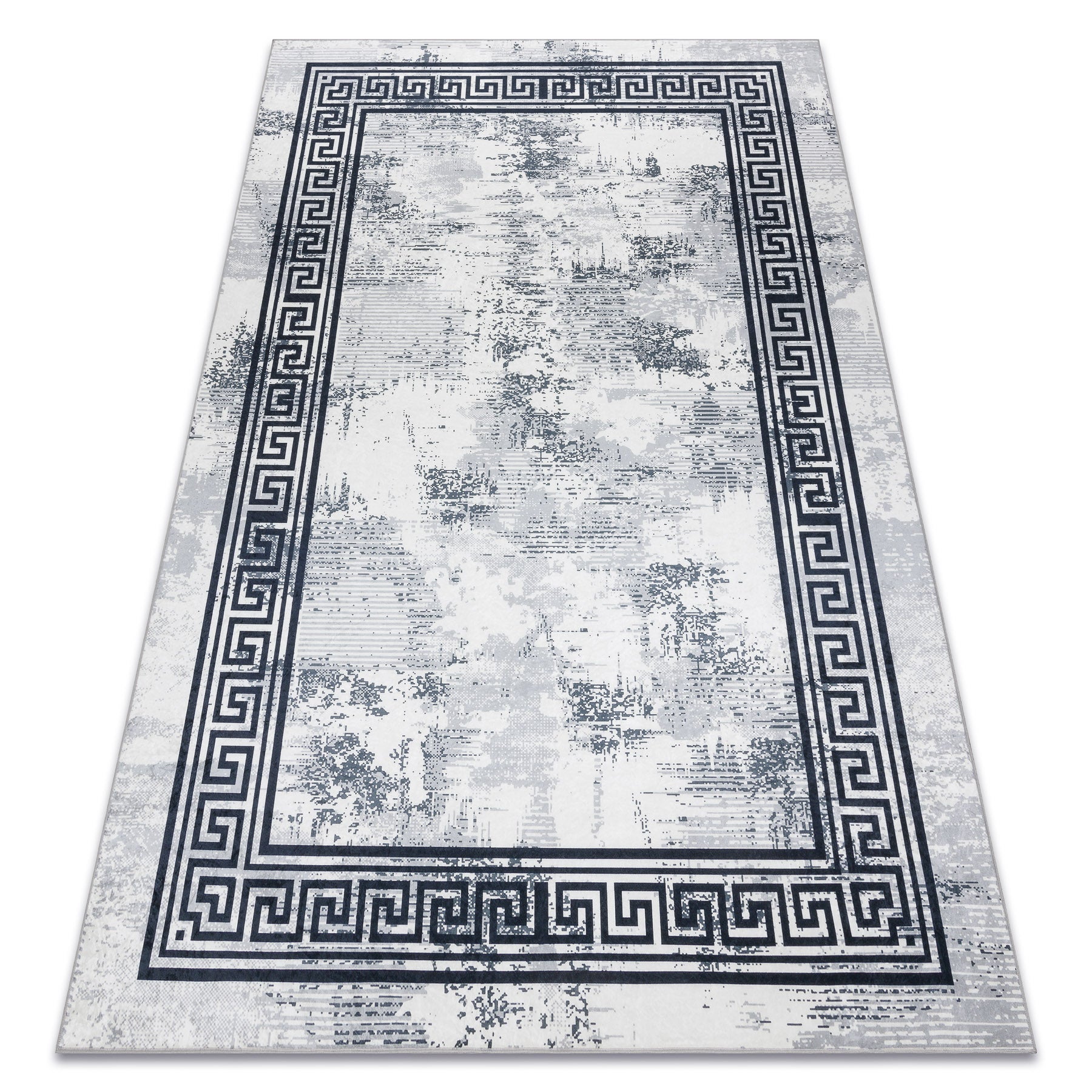 Dywan do prania ANDRE 1189 Marmur, grecki antypoślizgowy - czarny / biały 160x220 cm