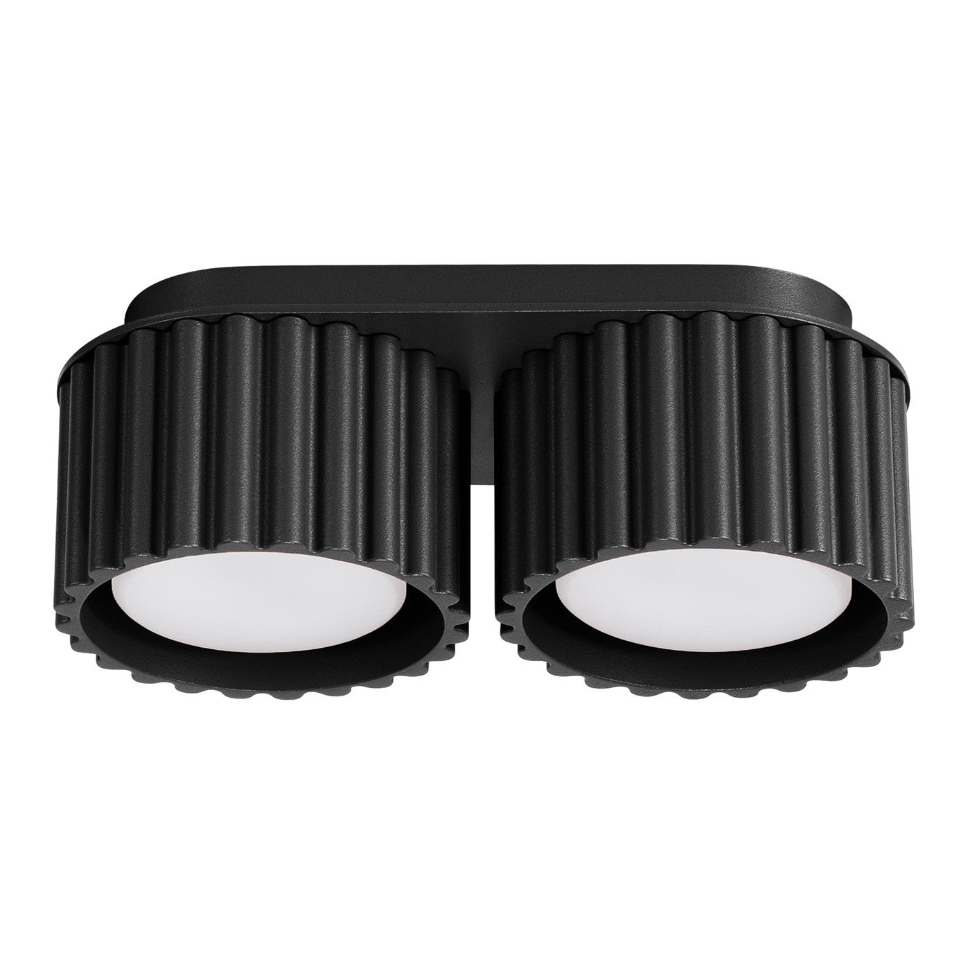 Lampa sufitowa nowoczesna czarna owalna 21 cm ryflowane spoty 2xGX53 10W AURA Sollux Lighting