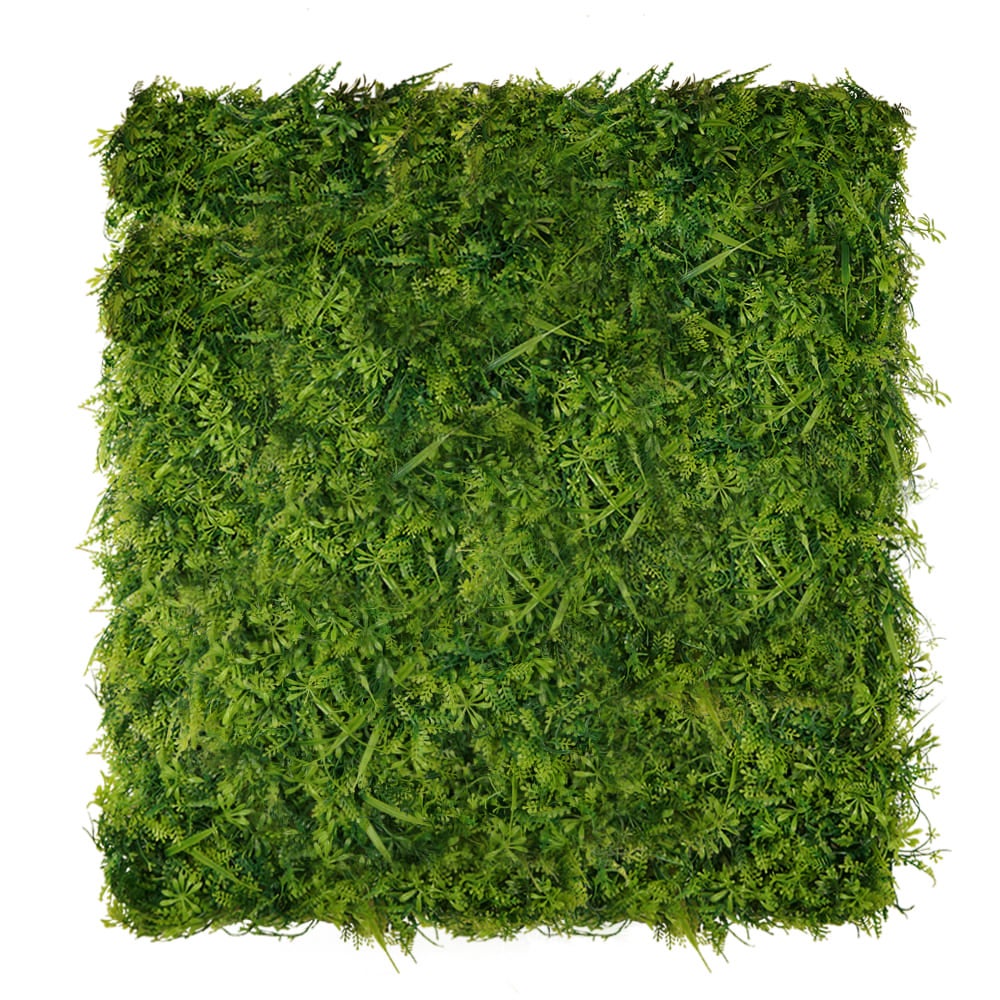 Sztuczna zielona ściana z roślin, panel ścienny, sztuczna roślina, mata Wronóg 50x50cm