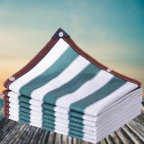 Zasłona przeciwsłoneczna z przelotkami i sznurkiem chroni dom przed słońcem i tworzy zacienione miejsca. Na balkon, plażę, 3x3 m, zielono-biała.