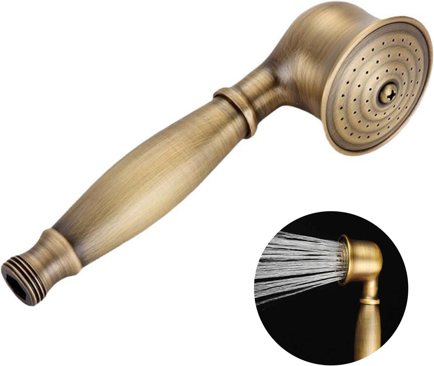 Głowica prysznicowa retro mosiężna - 1 sztuka - Głowica prysznicowa w kolorze starego złota - długość 17 cm, średnica 5 cm