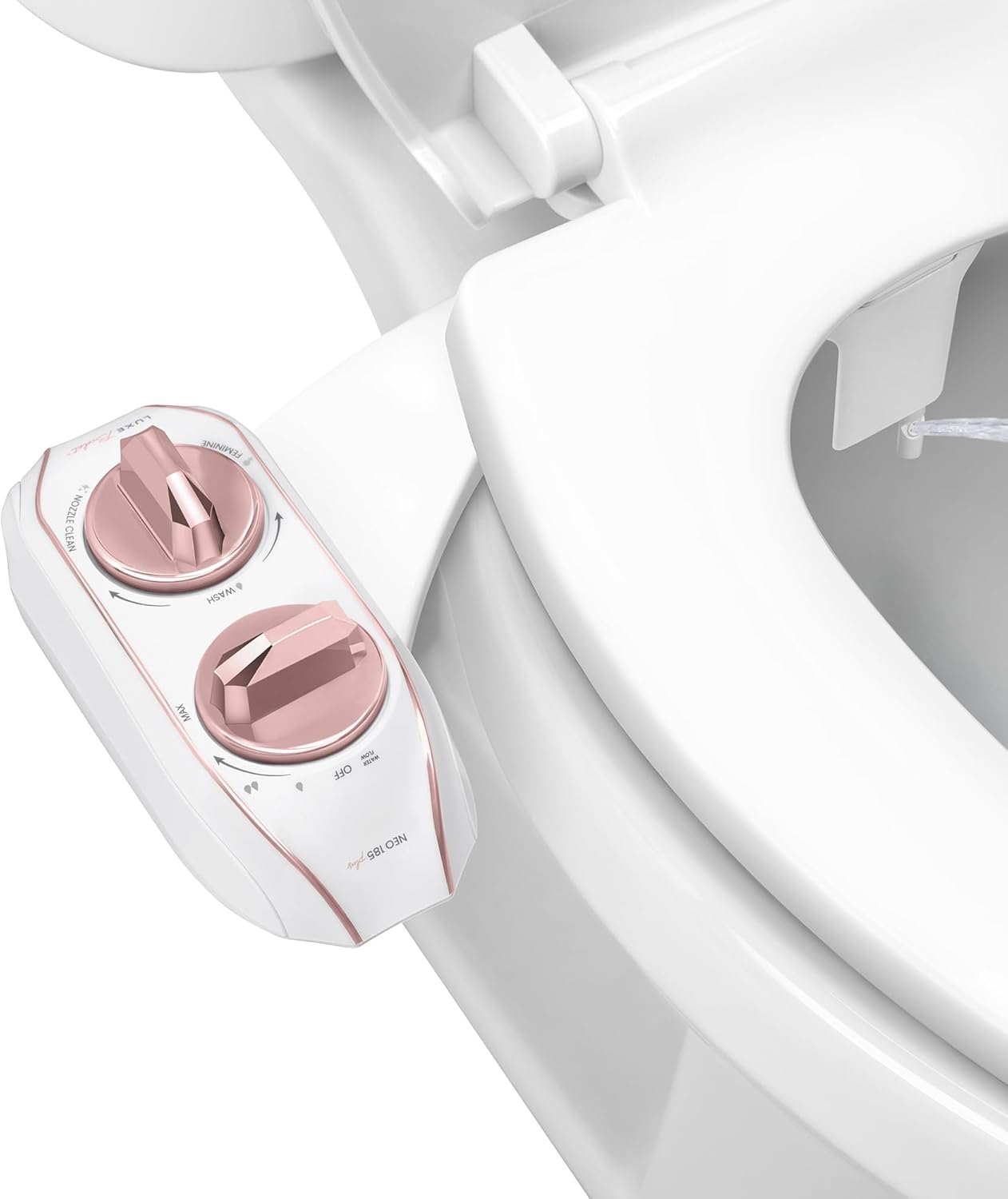 (Kolor różowego złota) Bidet toaletowy, innowacyjne zawiasy ułatwiające czyszczenie, łatwy montaż, zaawansowane samoczyszczenie 360°, podwójna dysza,