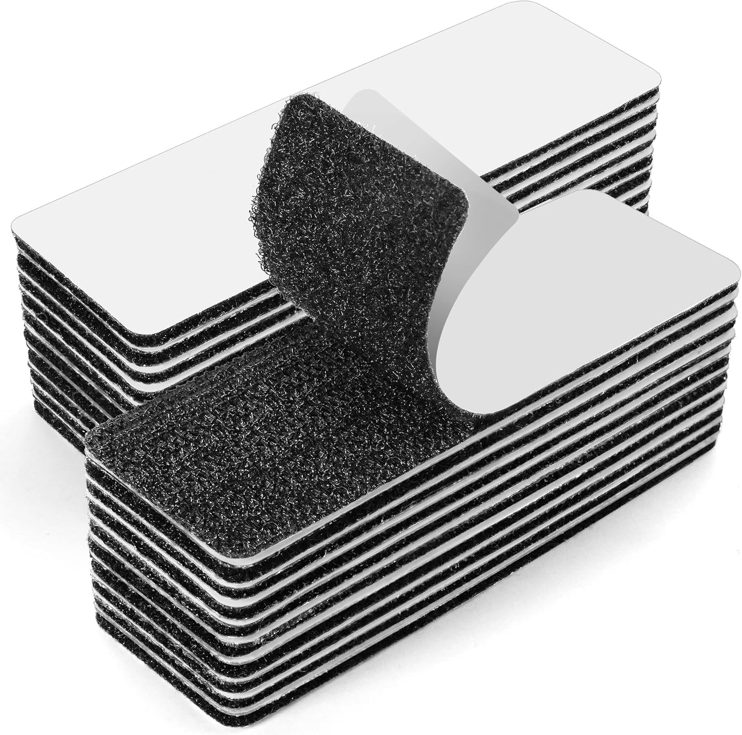 Opakowanie 20 dwustronnych prostokątów filcowych, 3 x 10 cm, mocna taśma klejąca do tkanin, taśma montażowa do domu (czarna)