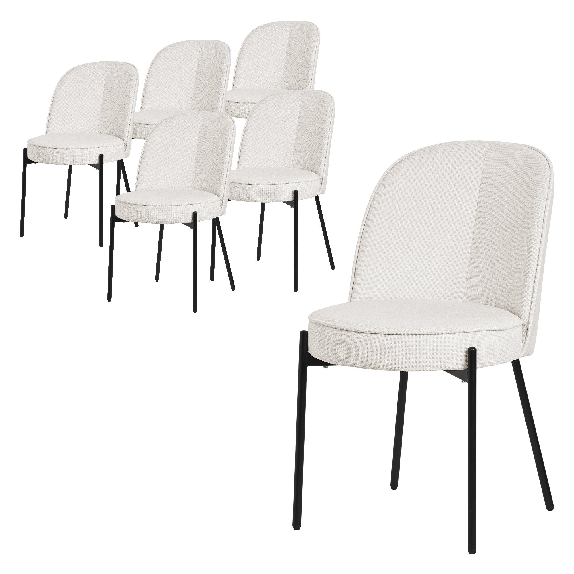 ML-Design krzesła okrągłe do jadalni zestaw 6 beżowy tapicerowane fotele krzesła kuchenne ergonomiczne wygodne metalowe nogi styl nowoczesny