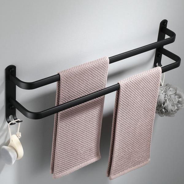 Wieszak na ręczniki Wieszak na ręczniki ścienny z aluminium w 2 warstwach z hakiem (podwójny słup czarny 30 cm)