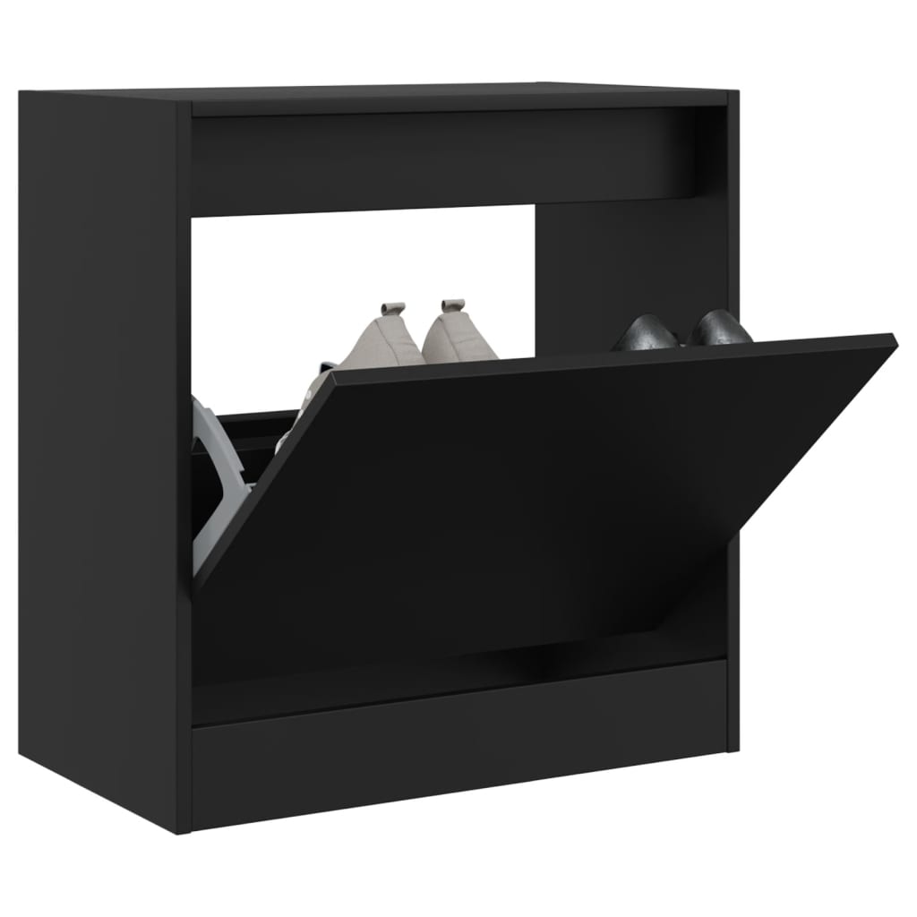 vidaXL Szafka na buty, czarna, 60x34x63,5 cm, materiał drewnopochodny