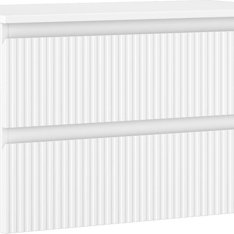 Mexen Rivel szafka łazienkowa podumywalkowa 80 cm z blatem, 2 szuflady, ryflowana , biała mat - 91A20-08047-2-BFFC01