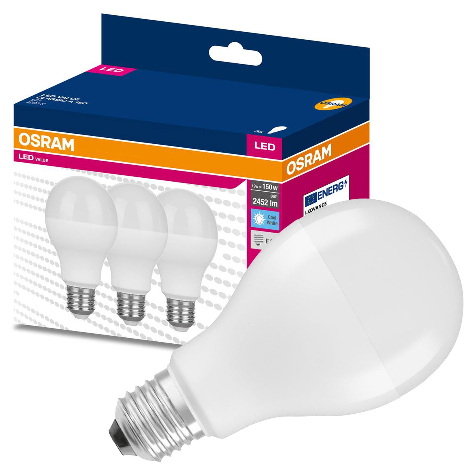 3x Żarówka LED Osram A68 E27 19W 2542lm 4000K Neutralna 200st